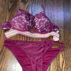 Gorgeous maroon and gold bathing suit